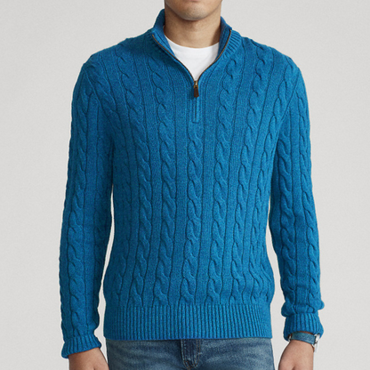 Pull Homme Tricot Printemps Col V avec Motif Tressé