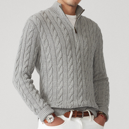 Pull Homme Tricot Printemps Col V avec Motif Tressé