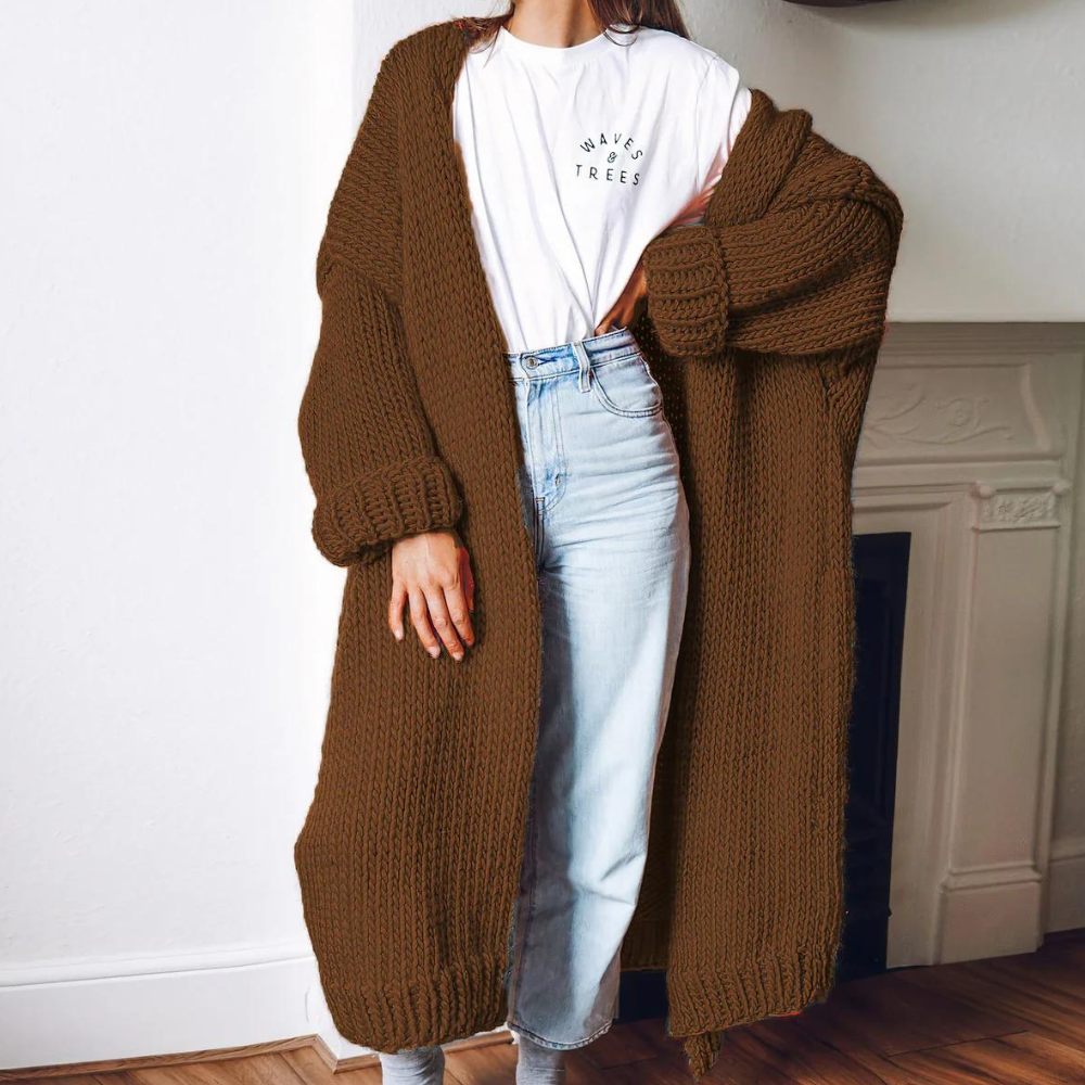 Cardigan Femme Long en Laine Mérinos Doux