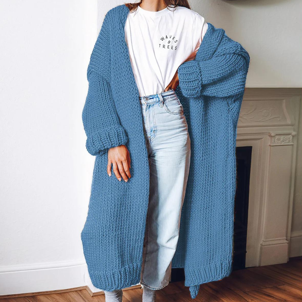 Cardigan Femme Long en Laine Mérinos Doux