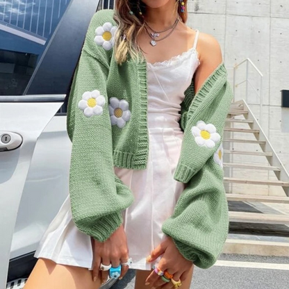 Cardigan Femme Fleurs Coloré et Doux