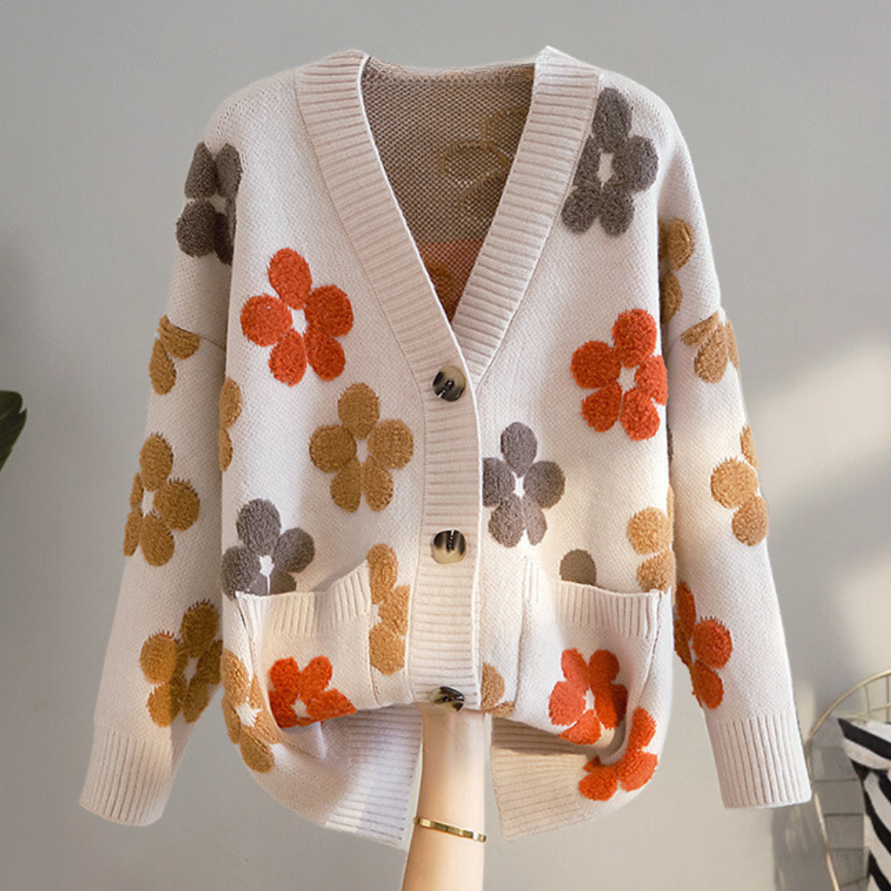 Cardigan Femme Fleuri Élégant et Confortable - PanierRoyale