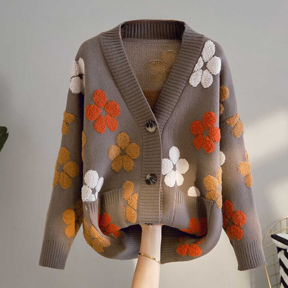 Cardigan Femme Fleuri Élégant et Confortable