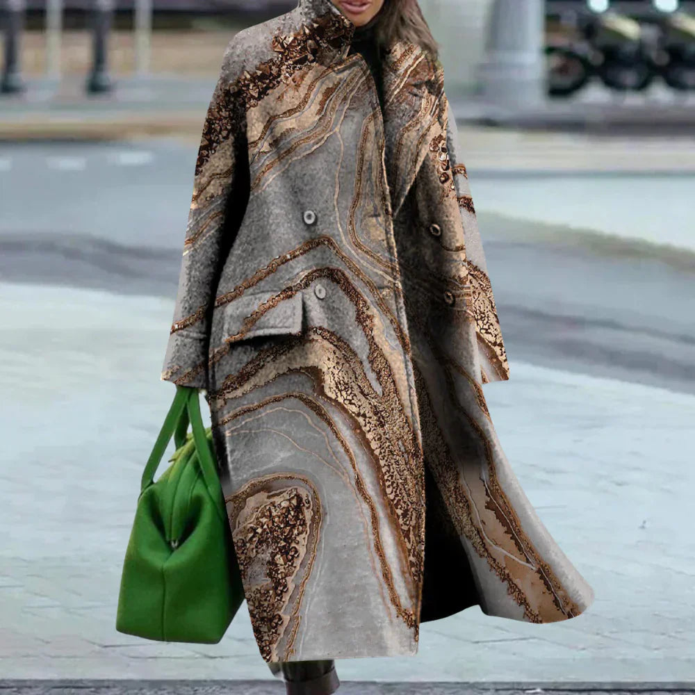 Manteau Femme Long Élégant à Carreaux Hivernal - PanierRoyale