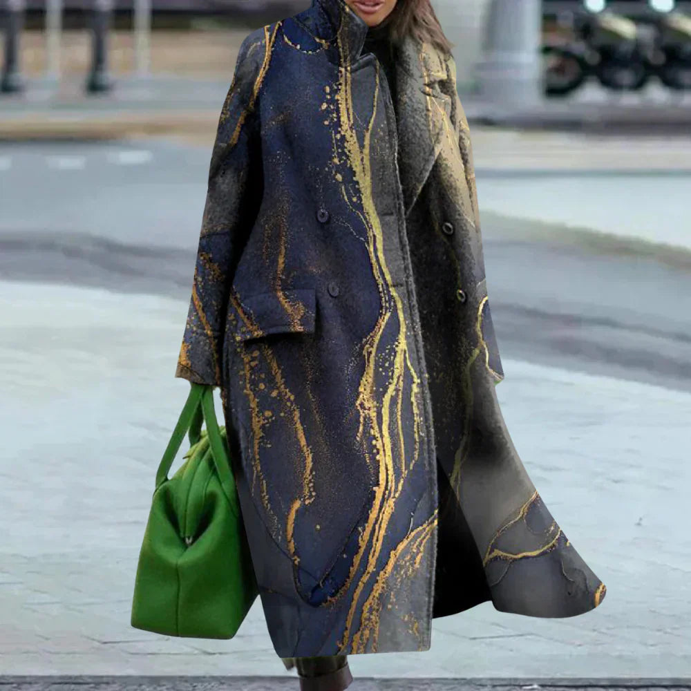 Manteau Femme Long Élégant à Carreaux Hivernal