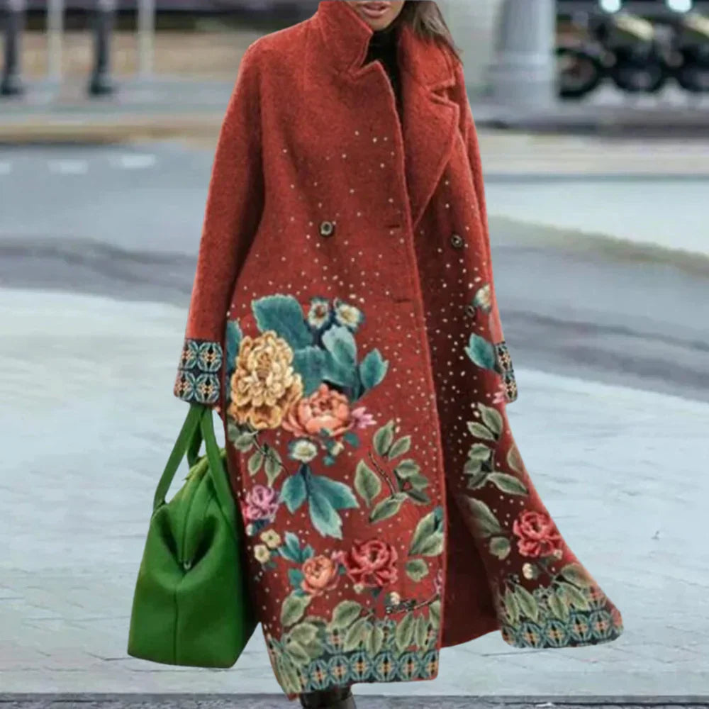 Manteau Femme Long Élégant à Carreaux Hivernal
