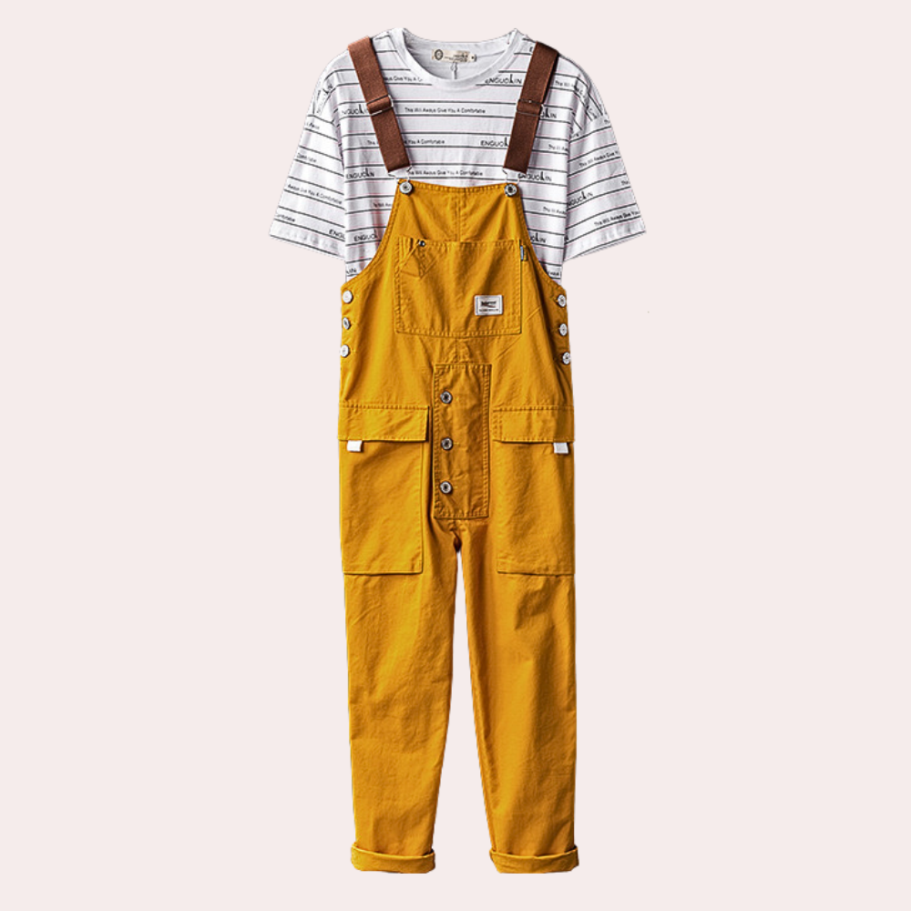 Salopette Enfant Rayée Jaune Blanc - PanierRoyale