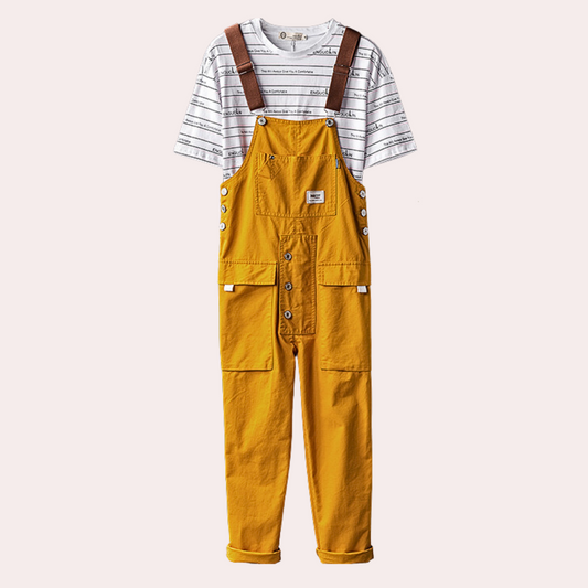 Salopette Enfant Rayée Jaune Blanc - PanierRoyale