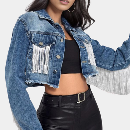 Veste rétro à pompon