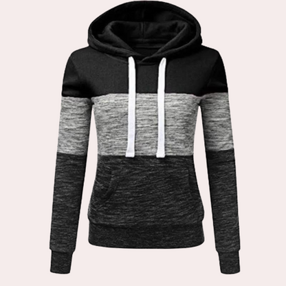 Pull à Capuche Color Block Femme avec Cordon de Serrage - PanierRoyale