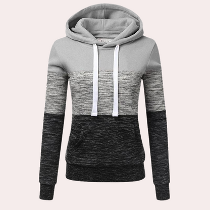 Pull à Capuche Color Block Femme avec Cordon de Serrage