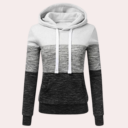 Pull à Capuche Color Block Femme avec Cordon de Serrage