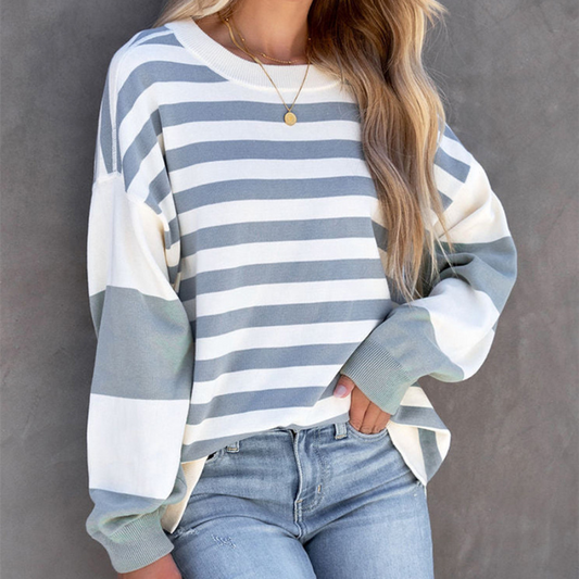 Pull à Manches Longues Rayé pour Femme Décontracté - PanierRoyale