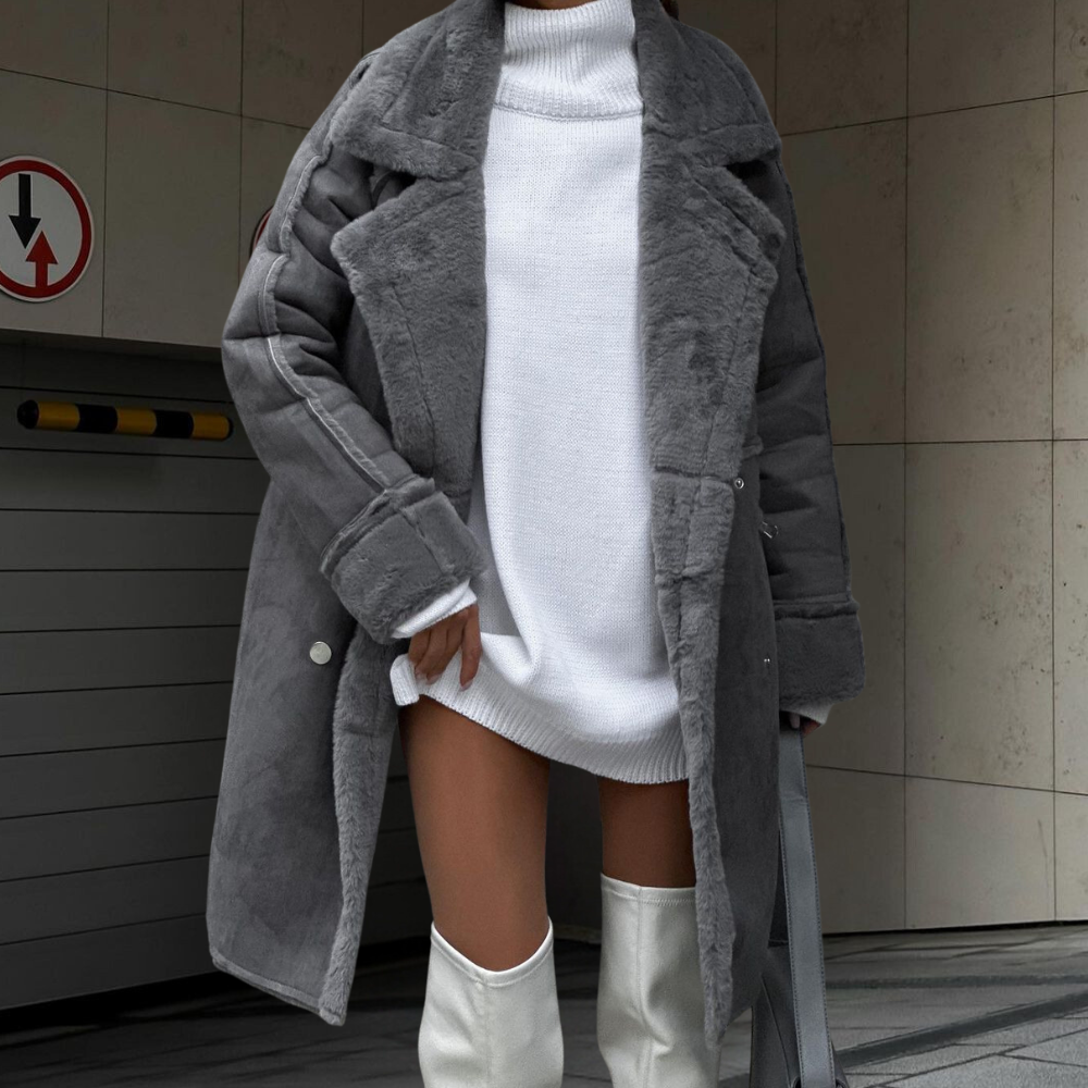 Veste longue et élégante en peluche - vue 3