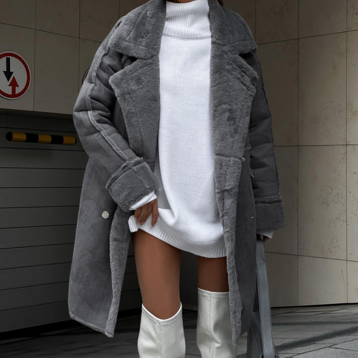 Veste longue et élégante en peluche - vue 3