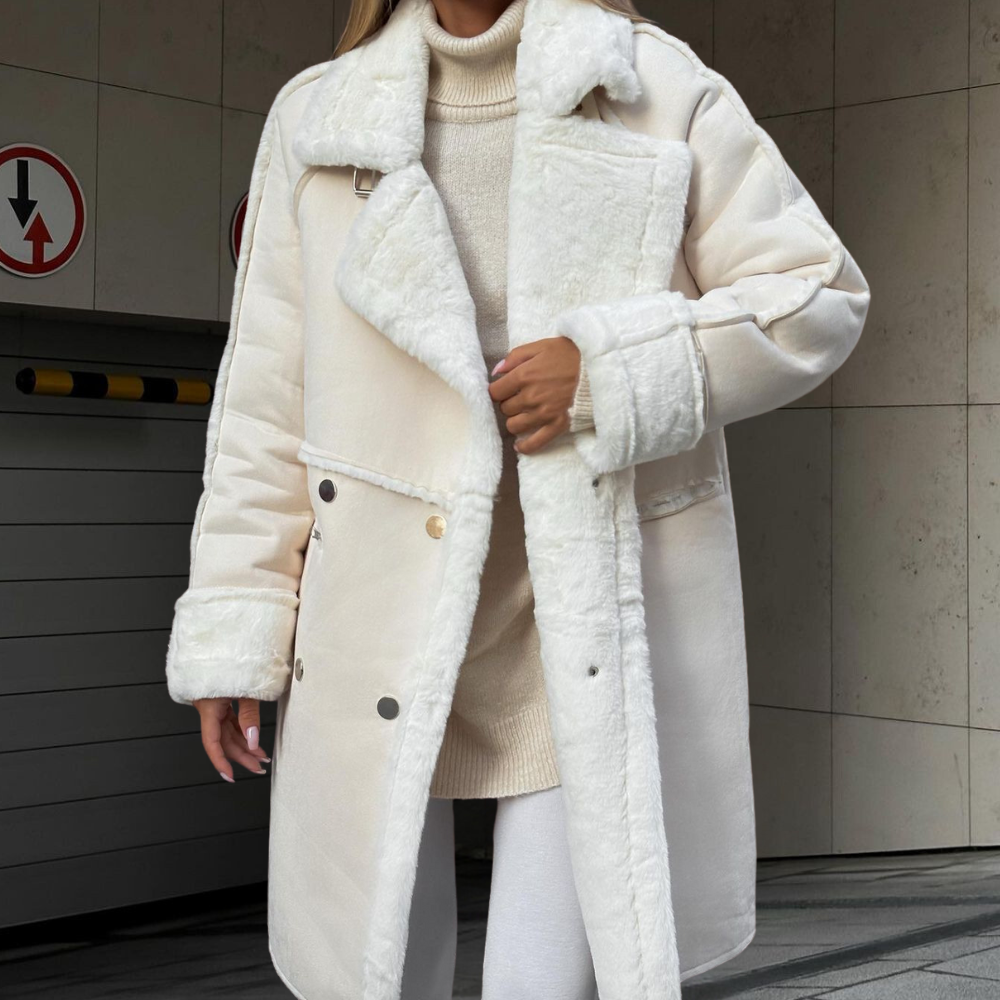 Veste longue et élégante en peluche - vue 2