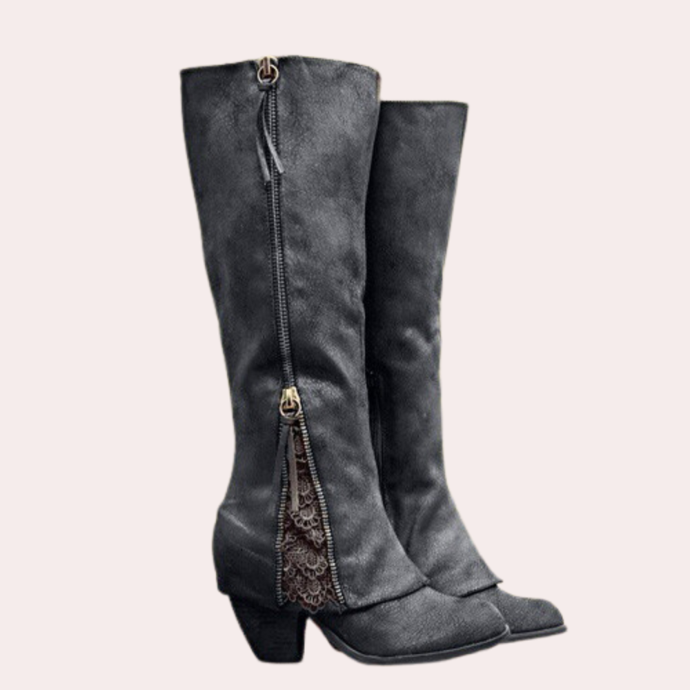 Bottes à Talons Élevés Vintage Femmes