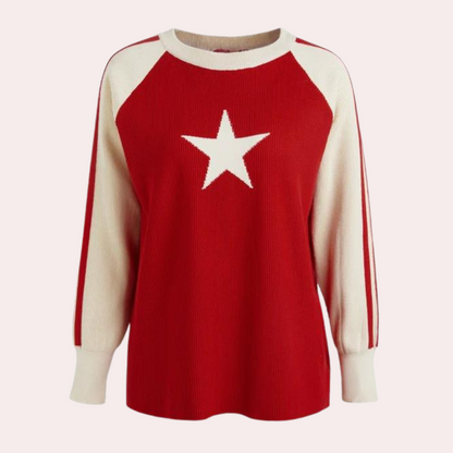 Yaretzi - Pull Vintage Étoilé à Col Rond