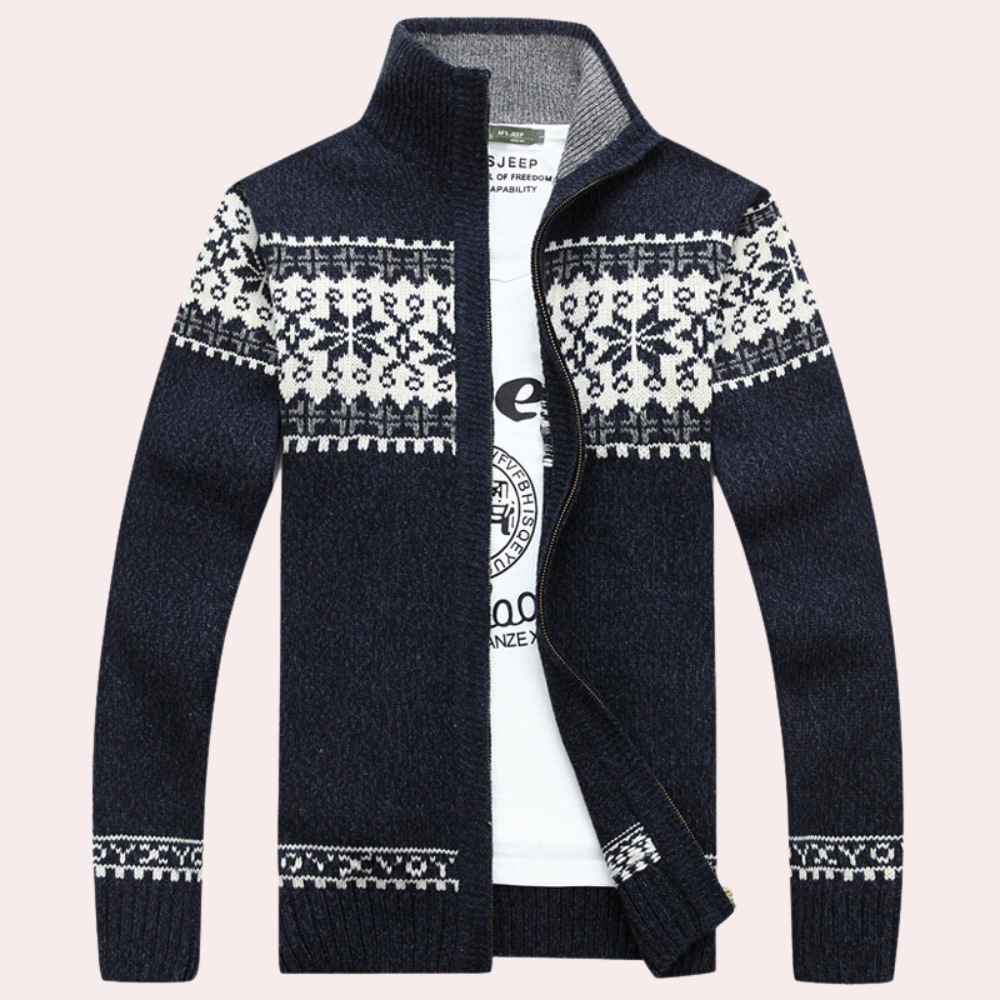 Cardigan Homme Classique Col Montant Élégant