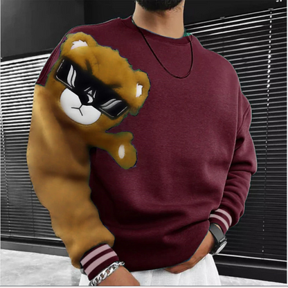 Sweat Homme Brodé Ours Noir Moderne