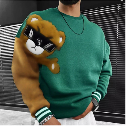 Sweat Homme Brodé Ours Noir Moderne