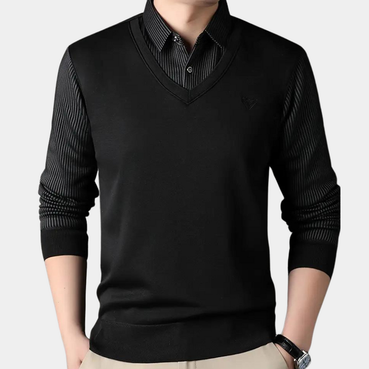 Pull à Col Chemise Classique - vue 4