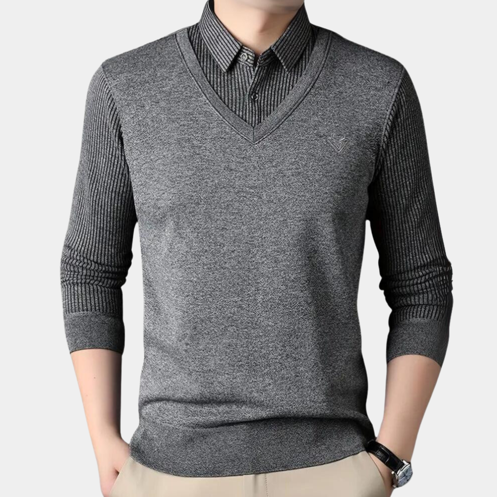 Pull à Col Chemise pour Homme Classique
