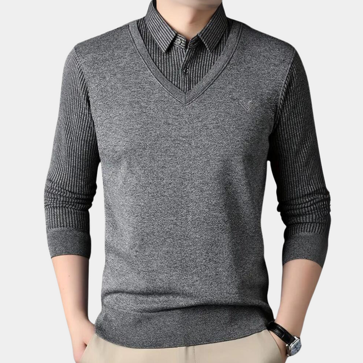 Pull à Col Chemise Classique - vue 3