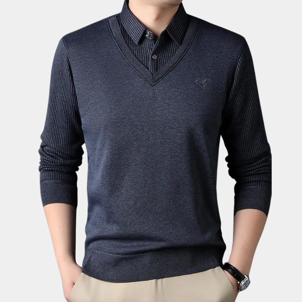 Pull à Col Chemise pour Homme Classique