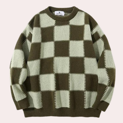 Pull en Vichy Classique pour Homme