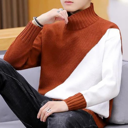 Olek - Pull col roulé en color block pour hommes