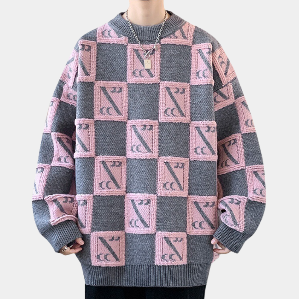 Pull à carreaux homme classique et confortable