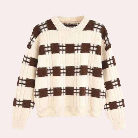 Pull à Carreaux Femme Chic et Confortable - PanierRoyale