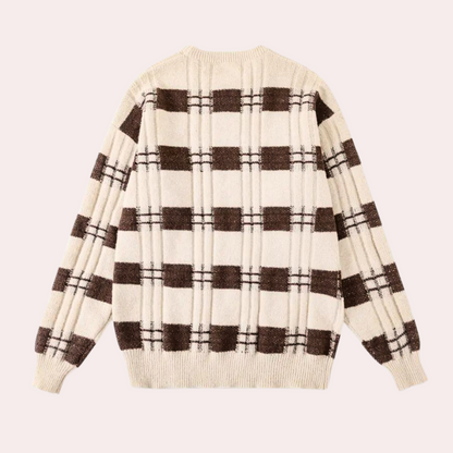Pull à Carreaux Élégant en Coton - vue 2