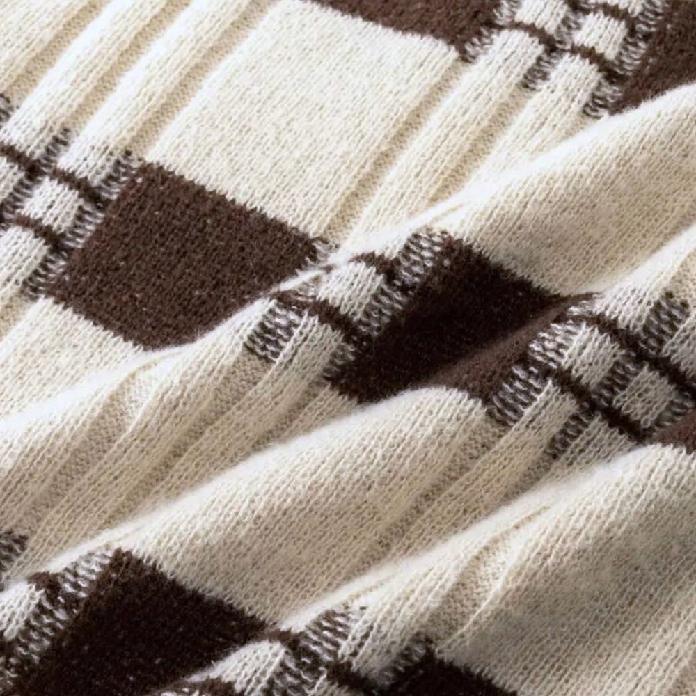 Pull à Carreaux Élégant en Coton - vue 3