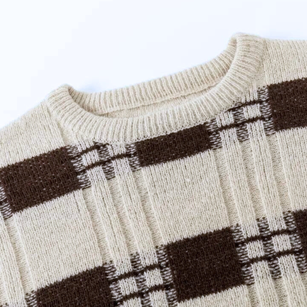 Pull à Carreaux Élégant en Coton - vue 4