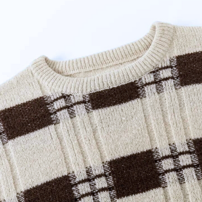Pull à Carreaux Élégant en Coton - vue 4