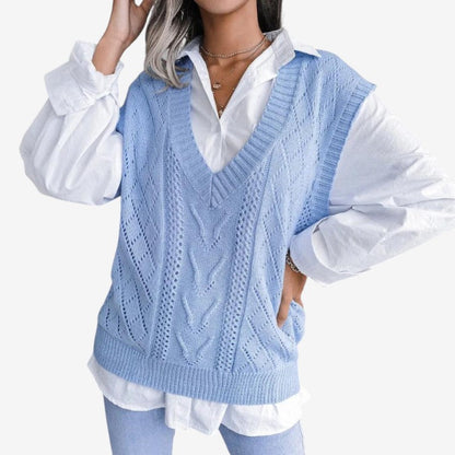 Gilet sans manches décontracté col V casual