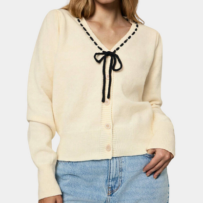 Pull Femme Col V Nœud Décontracté
