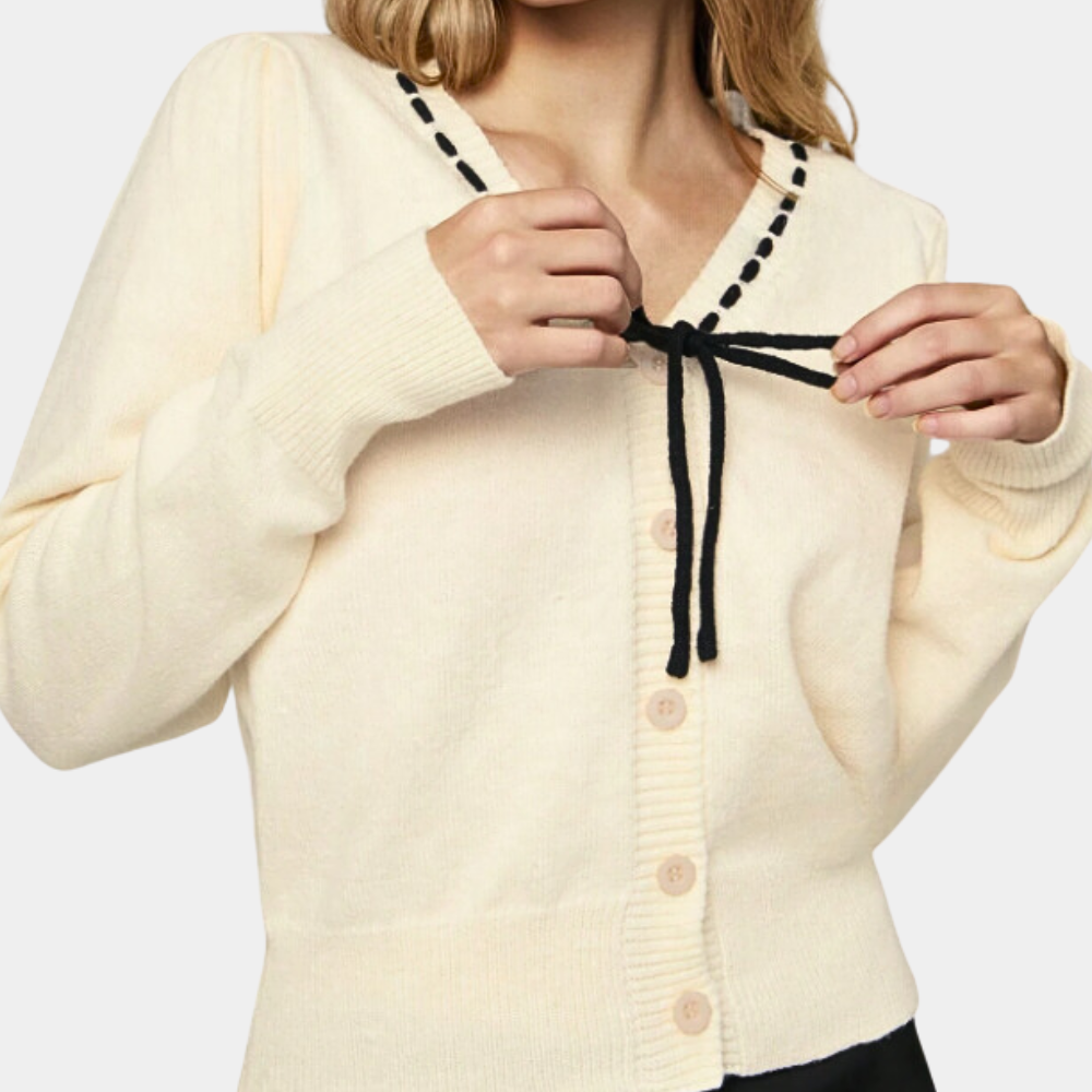 Pull Femme Col V Nœud Décontracté - PanierRoyale