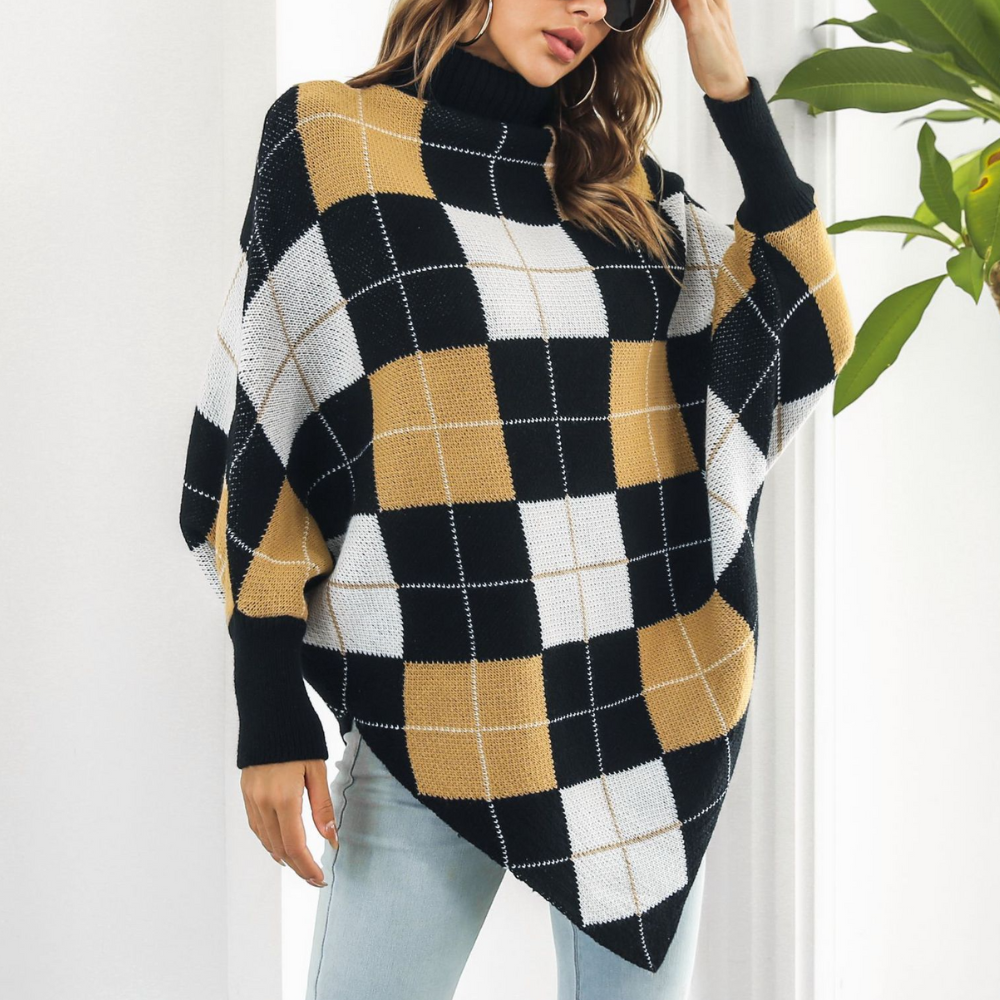 Aikaterini - Pull à Carreaux Ample pour Femmes