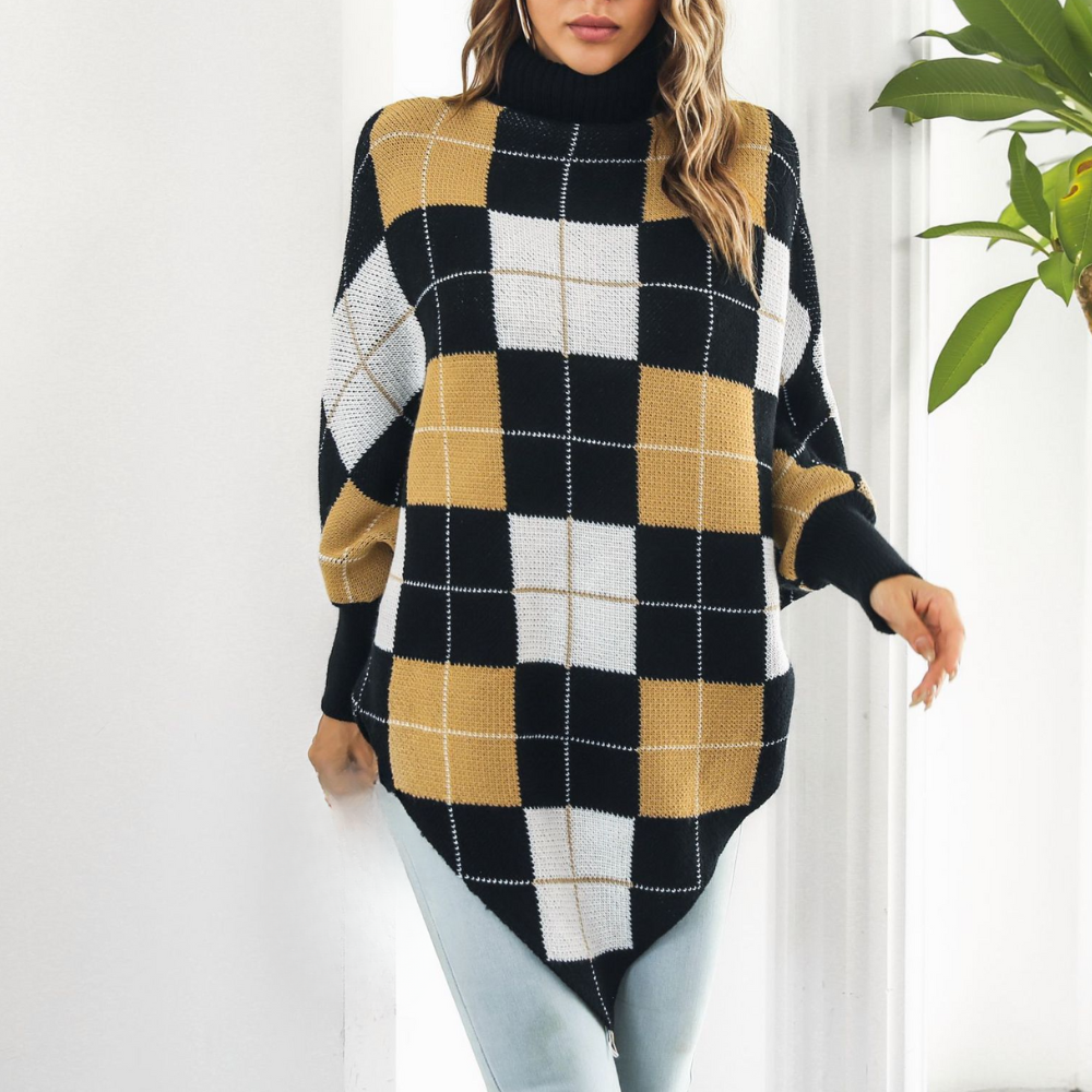 Aikaterini - Pull à Carreaux Ample pour Femmes