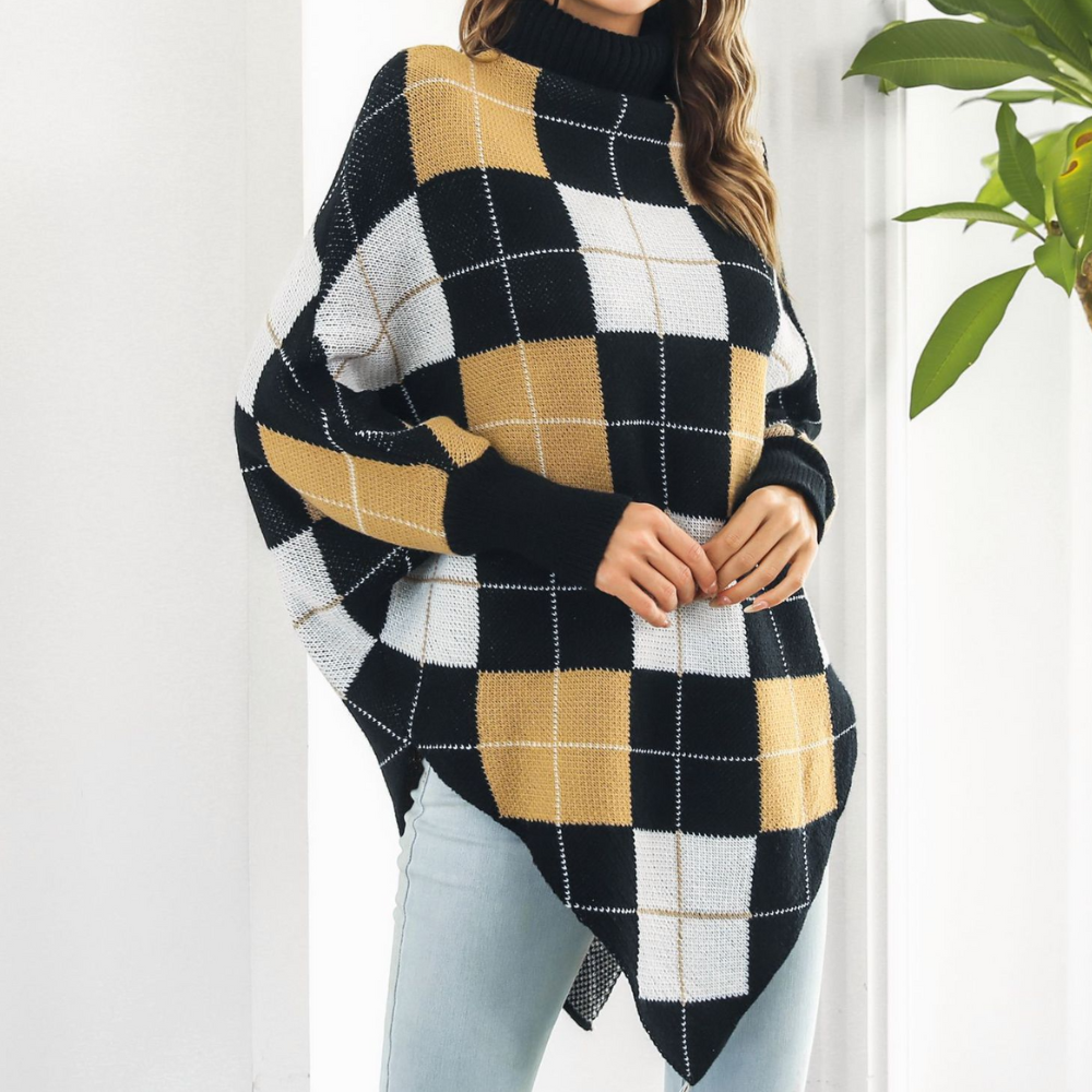 Aikaterini - Pull à Carreaux Ample pour Femmes