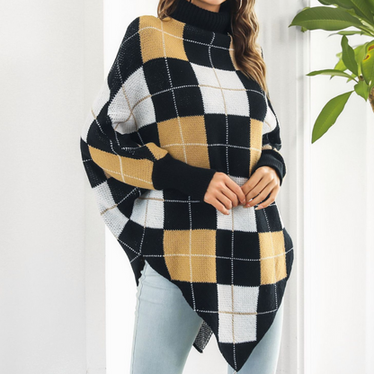 Aikaterini - Pull à Carreaux Ample pour Femmes