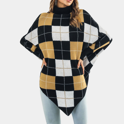 Aikaterini - Pull à Carreaux Ample pour Femmes