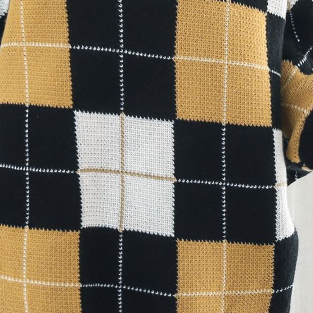 Aikaterini - Pull à Carreaux Ample pour Femmes