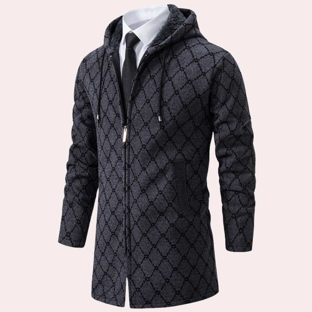 Gilet Long Homme à Capuche Chic et Élégant