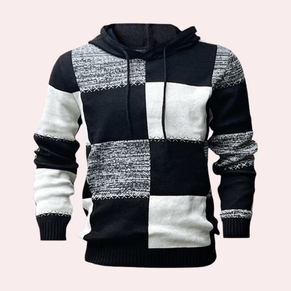 Pull à Capuche Carreaux Relâché pour Homme - PanierRoyale