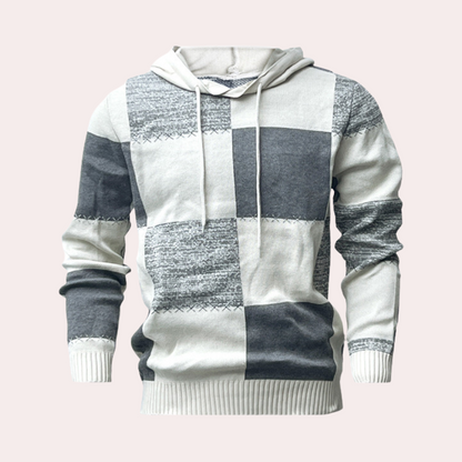 Pull à Capuche Carreaux Relâché pour Homme