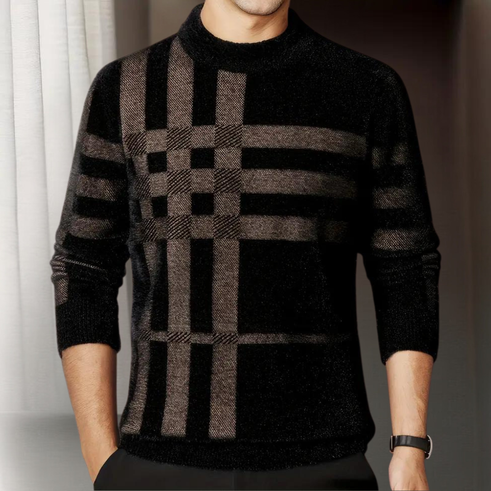 Agusztav - Pull Tricoté Extensible Confort epour Hommes